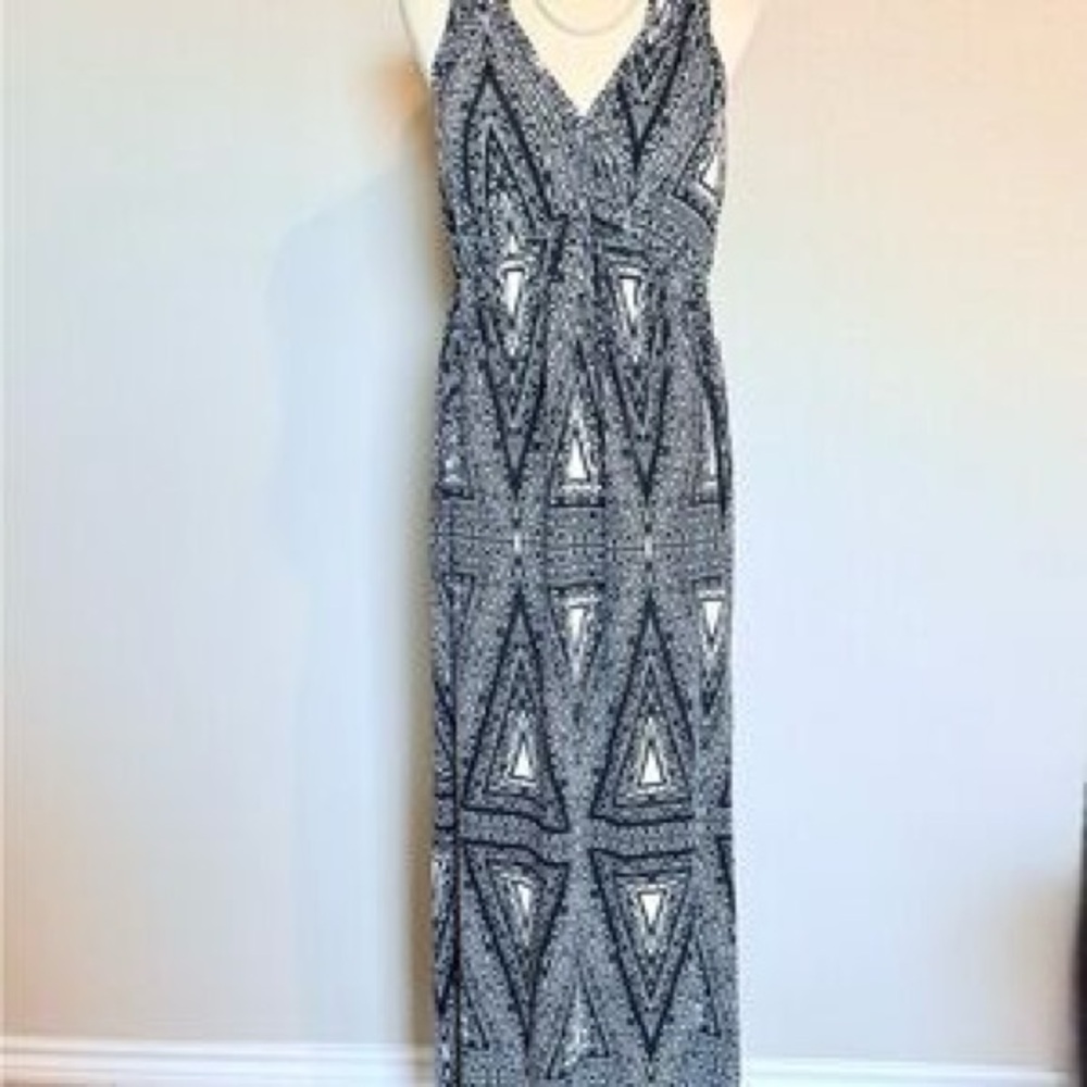 Unity World Wear Black and White Patterned Maxi Dress